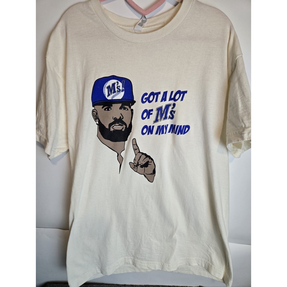Seattle Mariners X Drake Tee Shirt‎ Sz Lg Got A Lot Of M's On My Mind Rap Tee